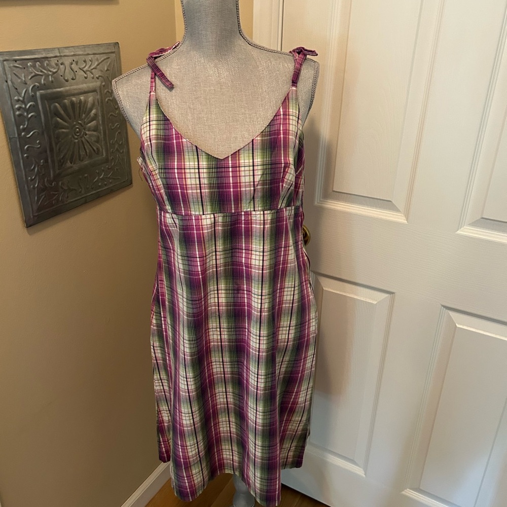 Plaid Sleeveless Dress with Tie Straps